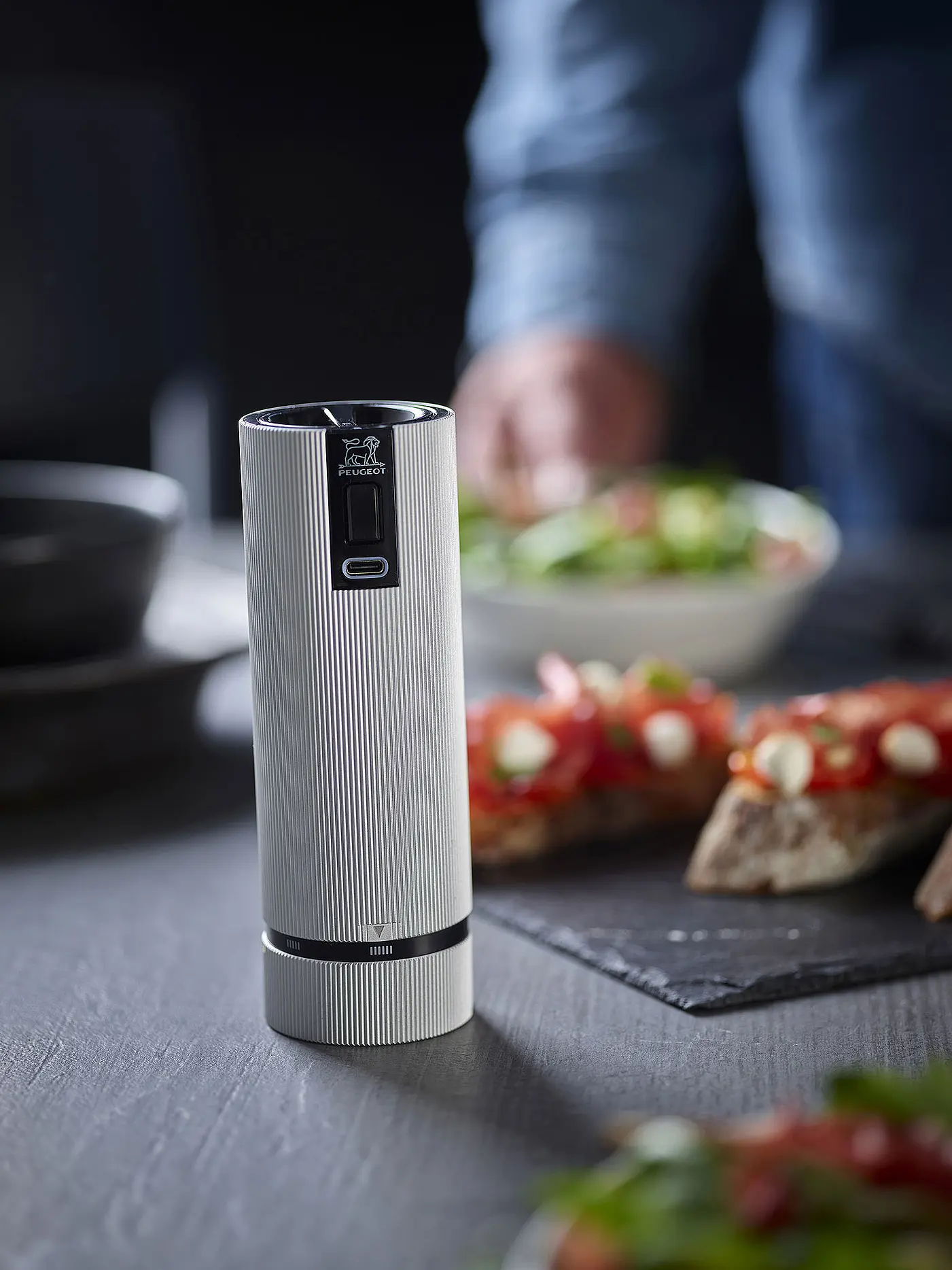 PEUGEOT | Elektrische Salzmühle ELECTRIC LINE 15cm  Aluminium | silber